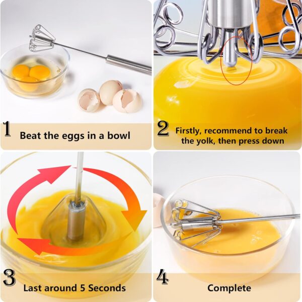 Newness Egg Whisk, [2 Pack 10in & 12in] Stainless Steel Hand Push Whisk Blender for Home - Image 3