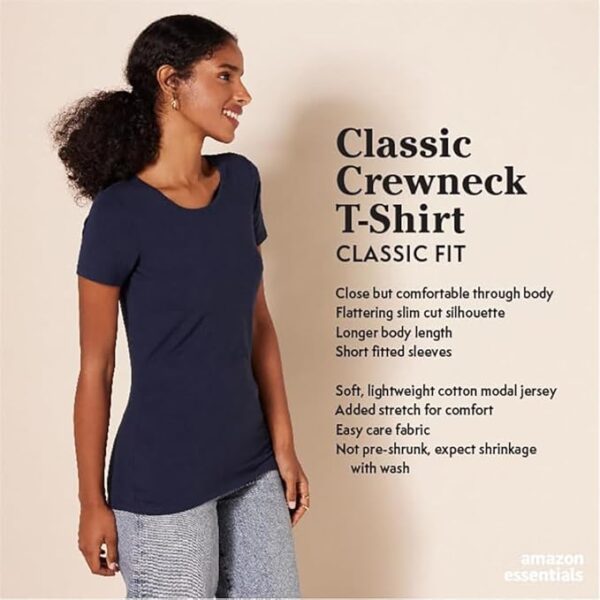Amazon Essentials Women's Classic-Fit Short-Sleeve Crewneck T-Shirt, Multipacks - Image 2