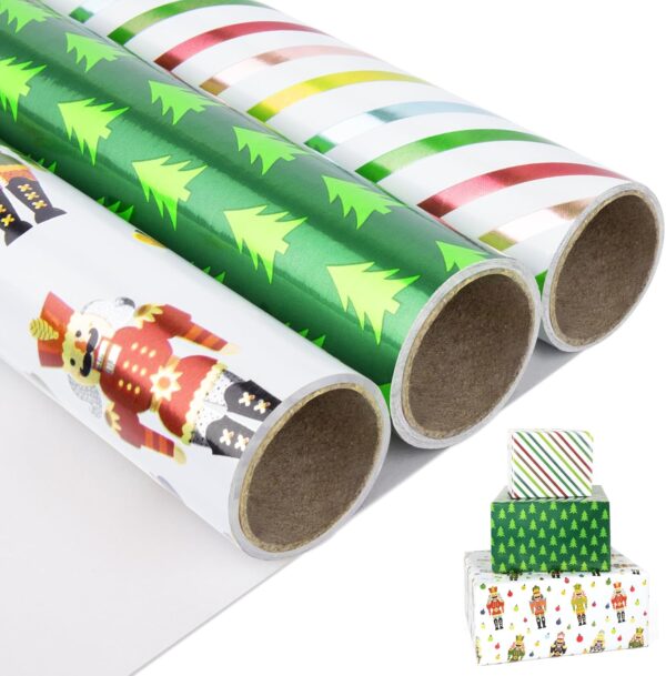 NESCCI Christmas Wrapping Paper,Gift Wrapping Paper,Mini Roll-3