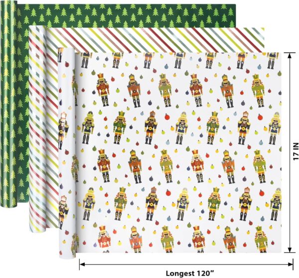 NESCCI Christmas Wrapping Paper,Gift Wrapping Paper,Mini Roll-3 - Image 2